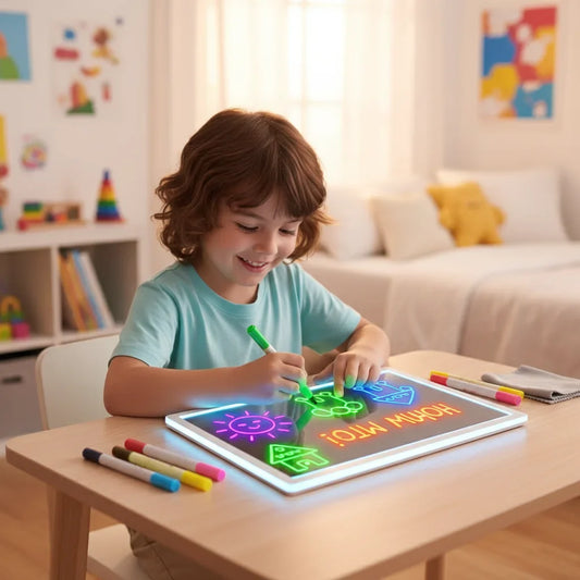 Pizarra LED Mágica - con 5 marcadores de colores – ¡Dibuja con luz y diversión!